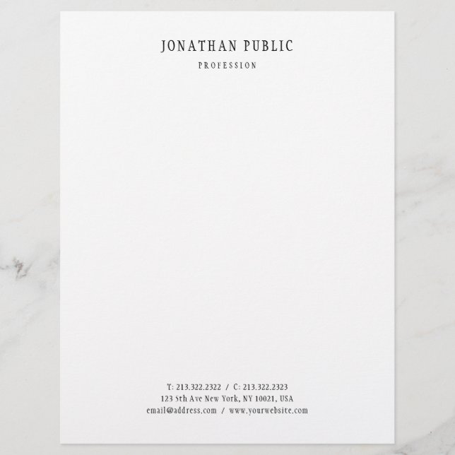 Elegant Clean Design Classic Look Template White Letterhead (Front)