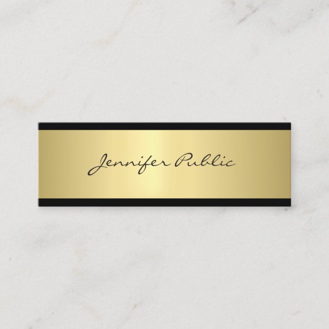 Elegant Clean Design Gold Glamorous Professional Mini Business Card (Front)