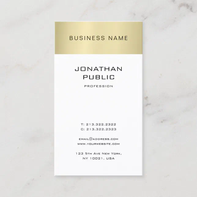 Elegant Clean Design Gold Look Plain Trendy Modern Business Card | Zazzle