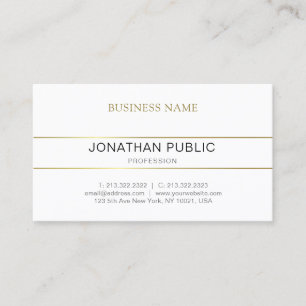 Elegant Clean Design Gold White Professional Business Card