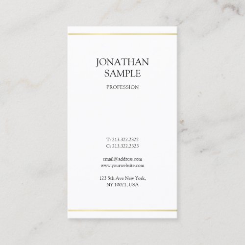 Elegant Clean Design Modern Gold Look Trendy Plain Business Card