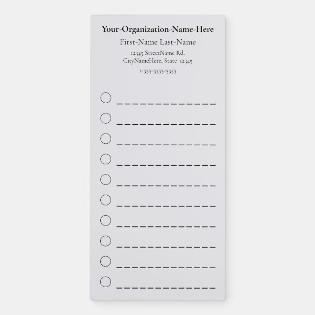 Elegant, Clean, Editable Business Promotional Magnetic Notepad (Front)