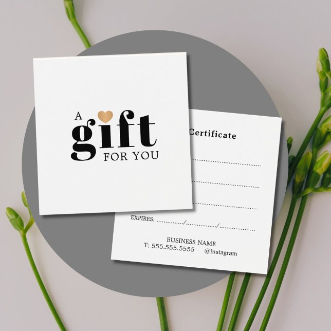 Elegant Clean Faux Gold Heart Gift Certificate (Creator Uploaded)