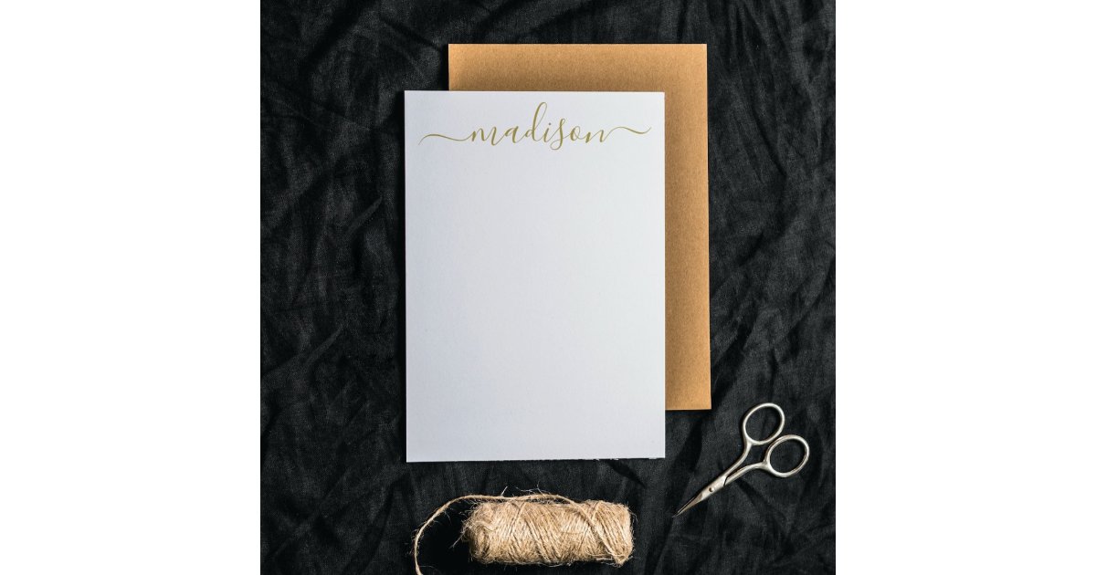 Elegant Clean Gold Typography Name Script Note Card | Zazzle