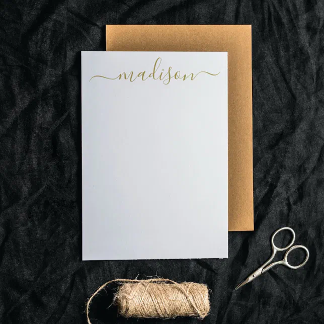 Elegant Clean Gold Typography Name Script Note Card | Zazzle