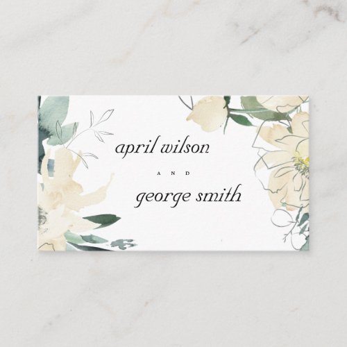 ELEGANT CLEAN IVORY GREEN FLORAL WEDDING WEBSITE BUSINESS CARD