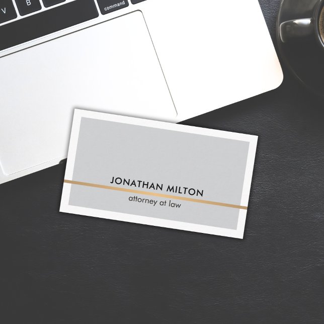 Elegant Clean Light Grey Faux Copper Line Attorney Business Card (Creator Uploaded)