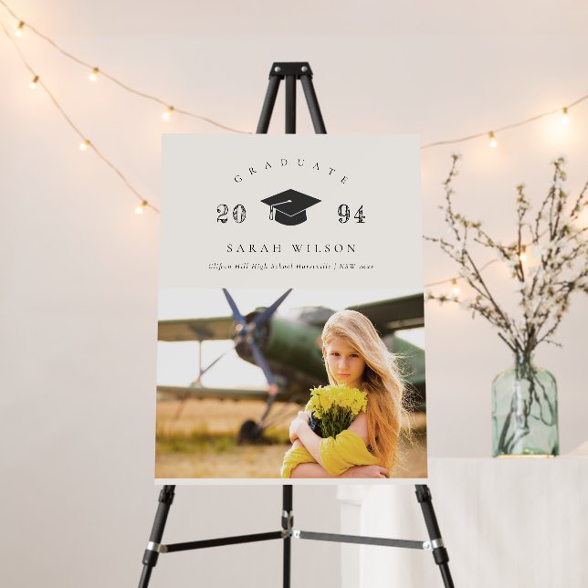 Elegant Clean Minimal Clean Photo Graduation Cap Foam Board (In Situ (Stand))