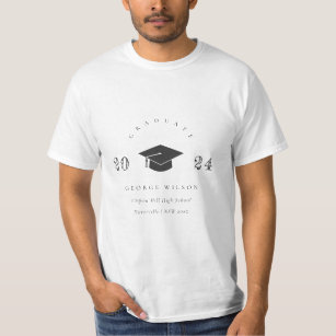 Elegant Clean Minimal Simple Graduation Cap T-Shirt