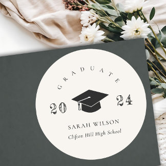 Elegant Clean Minimal Simple Graduation Classic Round Sticker