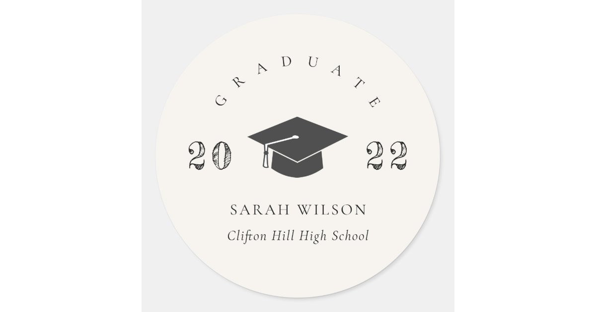 Elegant Clean Minimal Simple Graduation Classic Round Sticker 