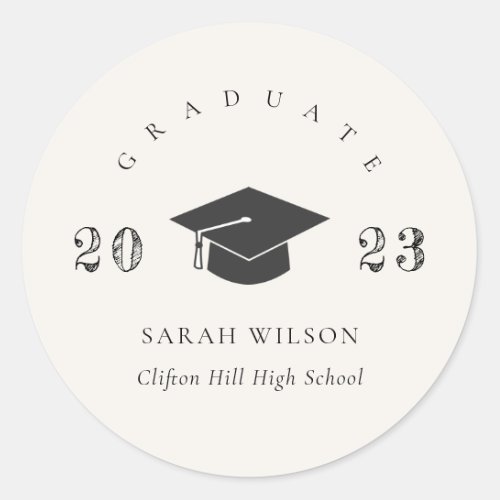 Elegant Clean Minimal Simple Graduation Classic Round Sticker