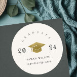 Elegant Clean Minimal Simple Graduation Gold Foil Classic Round Sticker<br><div class="desc">If you need any further customisation please feel free to message me on yellowfebstudio@gmail.com.</div>