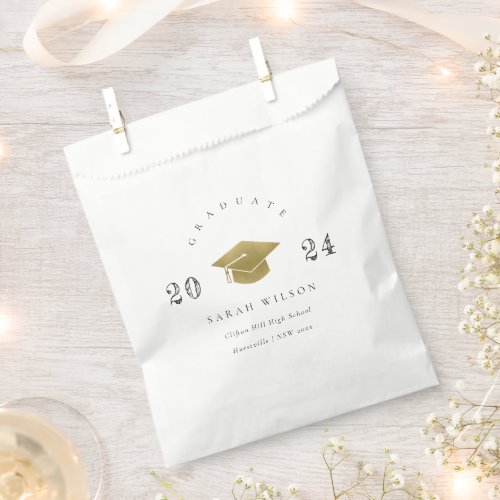 Elegant Clean Minimal Simple Graduation Gold Foil Favor Bag