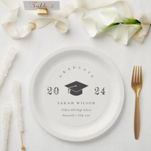 Elegant Clean Minimal Simple Graduation Paper Plates