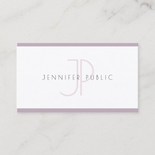 Elegant Clean Modern Minimalist Plain Purple White Business Card
