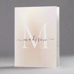 Elegant clean Monogrammed Initial Script Salon Pocket Folder