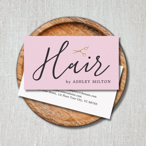 Elegant Clean Pale Rose Scissors Hair Stylist Business Card