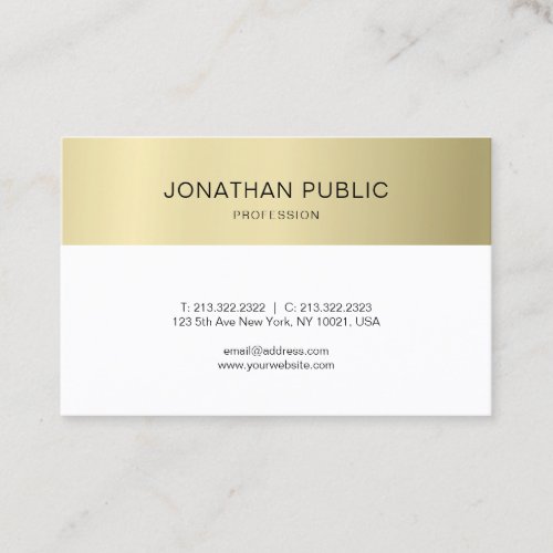 Elegant Clean Plain Gold Look Luxury Modern Design Business Card