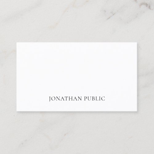 Elegant Clean Professional White Plain Chic Modern Business Card