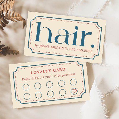 Elegant Clean Retro Blue Bold Hair Stylist Business Card