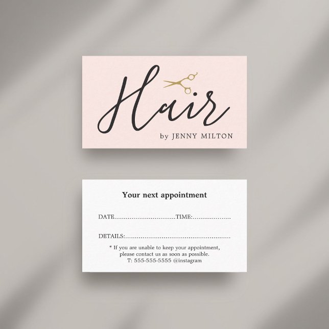 Elegant Clean Rose White Hair Stylist Appointment Business Card (Creator Uploaded)