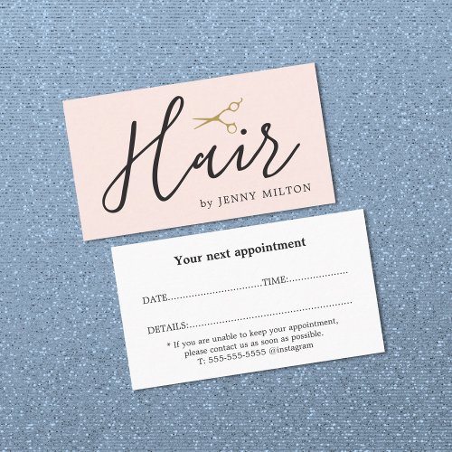 Elegant Clean Rose White Hair Stylist Appointment Business Card