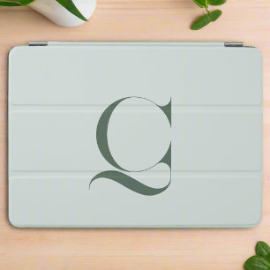 Elegant Clean Sage Green Monogram Typography  iPad Mini Cover