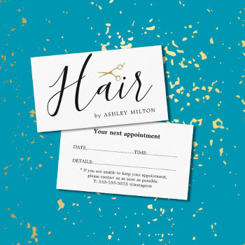 Elegant Clean Scissors Hair Stylist Appointment Business Card by pro_business_card at Zazzle