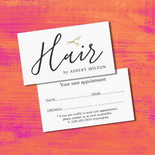 Elegant Clean Scissors Hair Stylist Appointment  Business Card