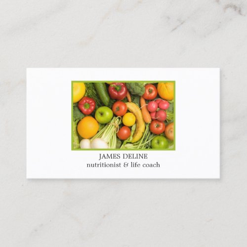 Elegant Clean Vegetables Nutrition Specialist Business Card