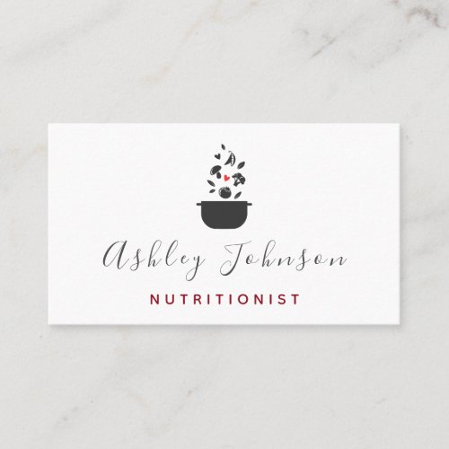 Elegant Clean Vegetables  Pot Nutritionist White  Business Card