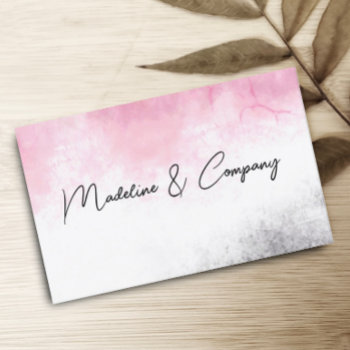 Elegant Clean Watercolor Pink And Gray Minimalist  Business Card by annpowellart at Zazzle