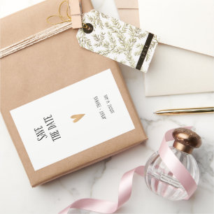 Elegant Clean Wedding Gold Heart Save the date  Rectangular Sticker