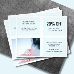 Elegant Clean White Blue Photo Massage Therapist Flyer