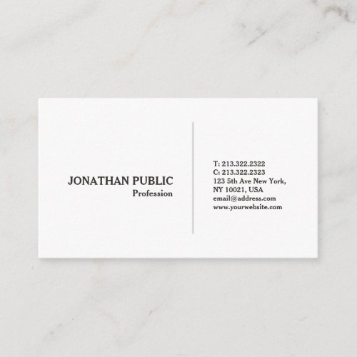 Elegant Clean White Design Modern Professional Business Card