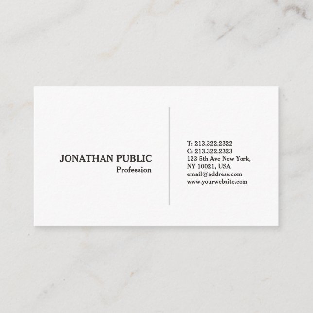 Elegant Clean White Design Modern Professional Business Card (Front)
