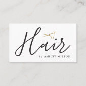 Elegant Clean White Scissors Hair Stylist Business Card (Front)