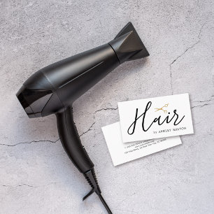 Elegant Clean White Scissors Hair Stylist Business Card