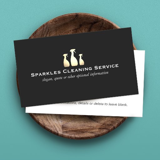 Customizable Elegant Cleaning Business Gold and Black Business Cards