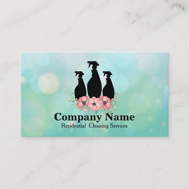 Elegant Cleaning Service Glitter Bokeh Business Ca Business Card (Front)