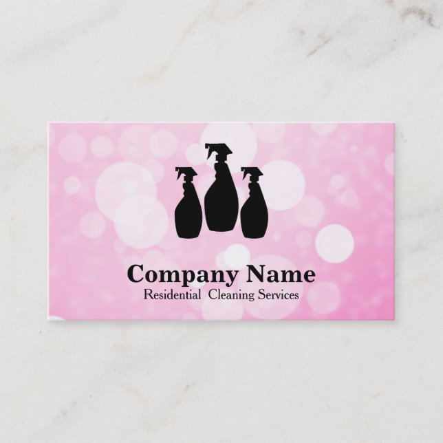 Elegant Cleaning Service Glitter Bokeh Business Ca Business Card (Front)