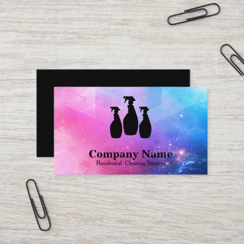 Elegant Cleaning Service Glitter Watercolor Business Card