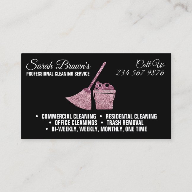 Elegant Cleaning Service Maid Janitorial Business Card