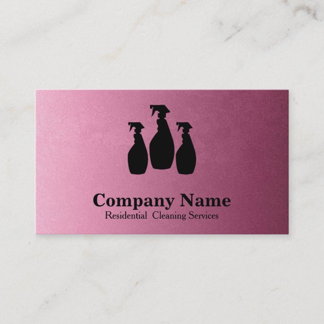 Elegant Cleaning Service Rose Pink Business Card (Front)