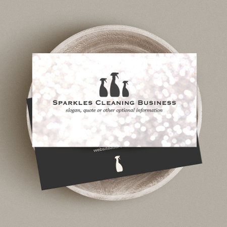 Elegant Cleaning Service White Bokeh Business Card