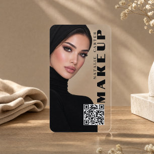 Elegant Clear Acrylic Makeup Artist QR Code Business Cards