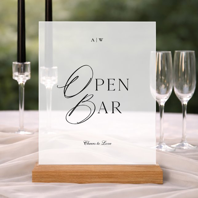 Elegant Clear Acrylic Open Bar Sign (Creator Uploaded)
