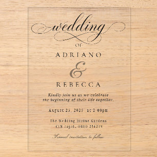 Elegant Clear Acrylic Wedding Invitation