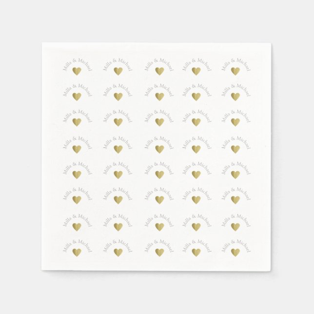 elegant, clear and simple monogram of love, white paper napkins (Front)